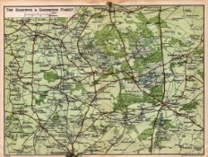 Sherwood Forest Coloured Detailed Plan Vintage 1924 Map.