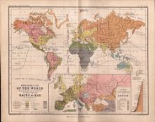 The Races Of Mankind 1871 WK Johnston Antique Map.