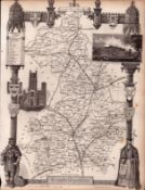 Cambridgeshire Steel Engraved Victorian Thomas Moule Map.