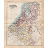 Holland & Belgium Double Sided Antique 1896 Map.