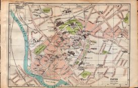 Central Exeter Road & Steet Plan Coloured Vintage 1924 Map.