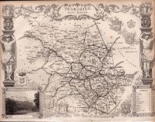 Yorkshire West Riding Steel Engraved Antique Thomas Moule Map.