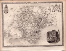 Devonshire Steel Engraved Victorian Thomas Moule Map.