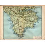 The Lizard Cornwall Coloured Vintage 1924 Map.