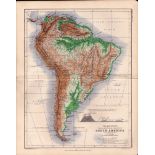 Mountains Valleys South America 1871 WK Johnston Antique Map.