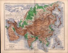 Mountains Valley of Asia 1871 WK Johnston Antique Map.