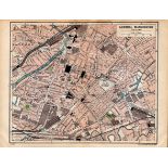 Central Manchester Street Plan Coloured Vintage 1924 Map.