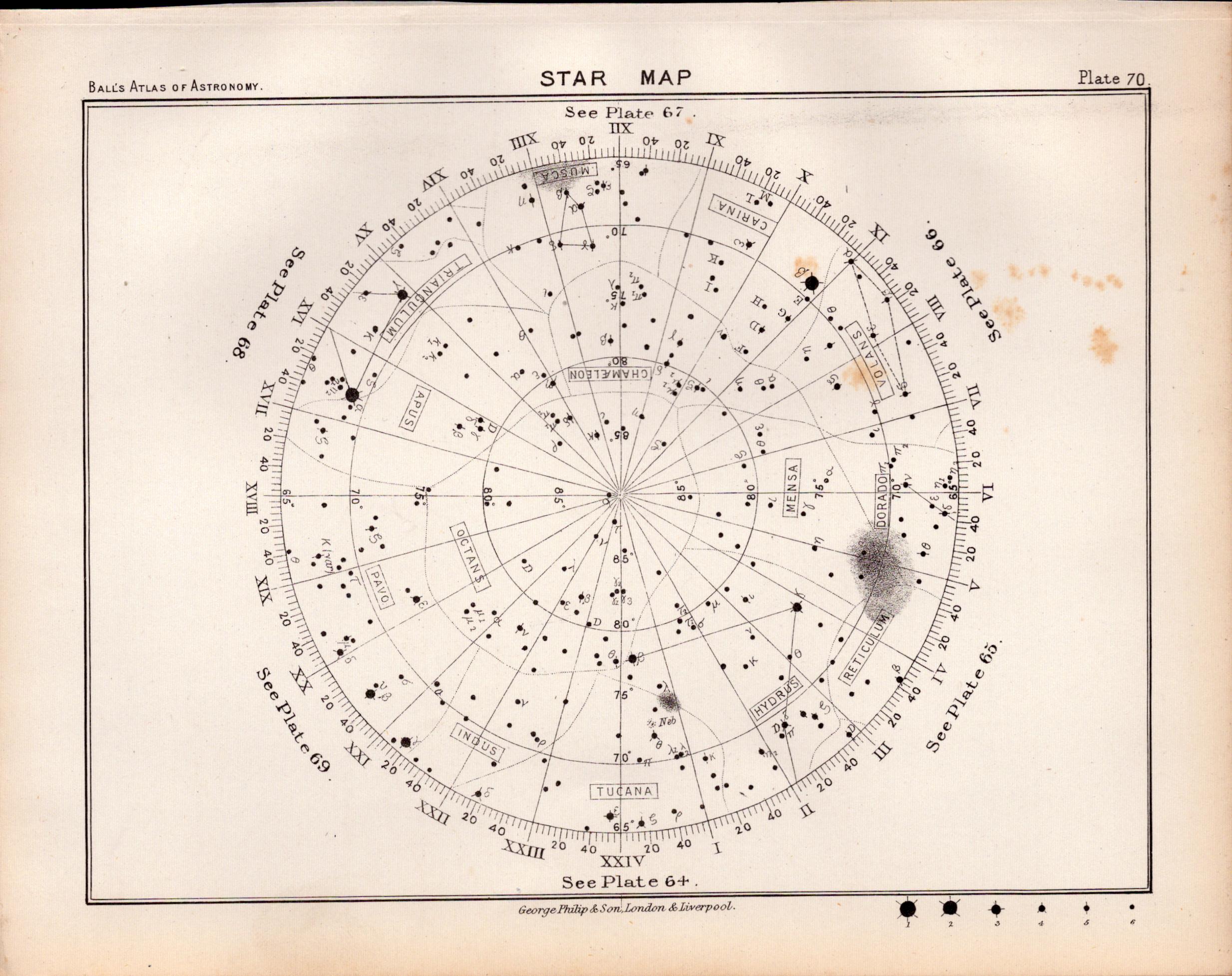 Star Map Chart Victorian Antique 1892 Atlas of Astronomy 70.