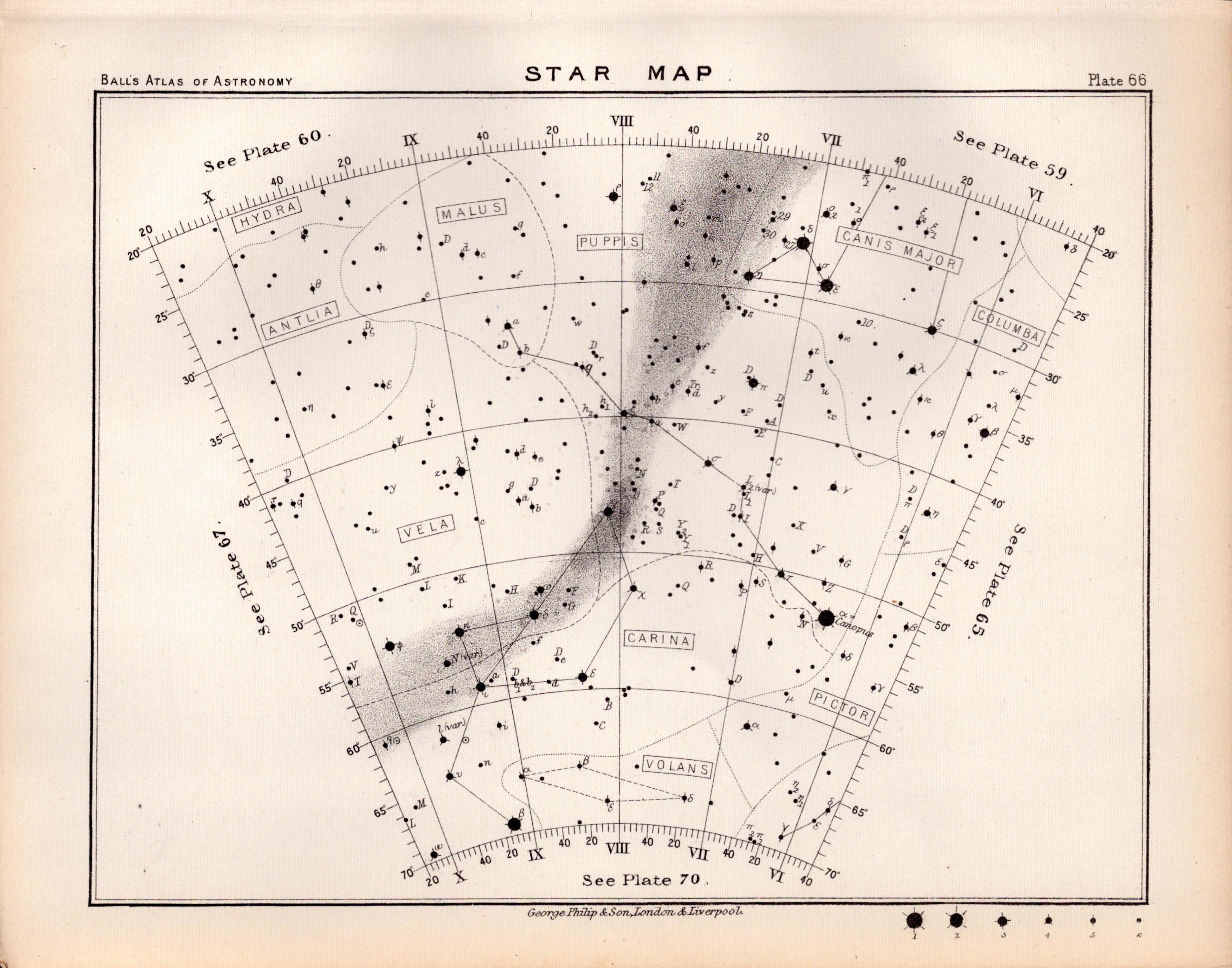 Star Map Chart Victorian Antique 1892 Atlas of Astronomy 66.