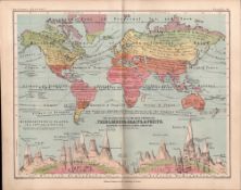 Trees Shrubs Grains & Fruits 1871 WK Johnston Antique Map.