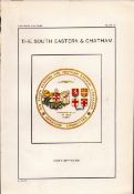 South Eastern & Chatham Railway Crest & Coat of Arms Antique Book Plate.