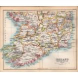 Southern Ireland Double Sided Victorian Antique 1896 Map.