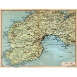 Lands End Cornwall Coloured Vintage 1924 Map.