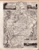 Nottinghamshire Steel Engraved Victorian Thomas Moule Map.