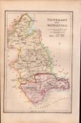 Tipperary & Waterford 1850’s Antique Map Mrs Hall Tour of Ireland.