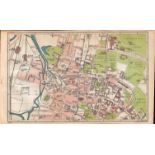 Oxford City Center Road & Steet Plan Coloured Vintage 1924 Map.