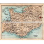 Normandy & the Riviera Double Sided Antique 1896 Map.