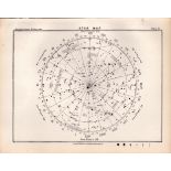 Star Map Chart Victorian Antique 1892 Atlas of Astronomy 51.