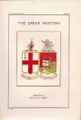 Great Western Railway Crest & Coat of Arms Antique Book Plate.