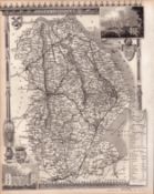 Lincolnshire Steel Engraved Victorian Antique Thomas Moule Map.