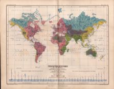 Worlds River Systems 1871 Victorian WK Johnston Antique Map.