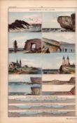 Illustrations of Sea Actions 1871 Victorian WK Johnston Antique Print.