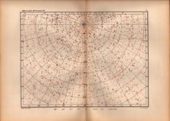 Star Atlas Declination 18 Hr +58 Degrees Astronomy Antique Map.