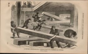 London Timber Ship Lumpers Victorian Antique 1864 Henry Mayhew Print.