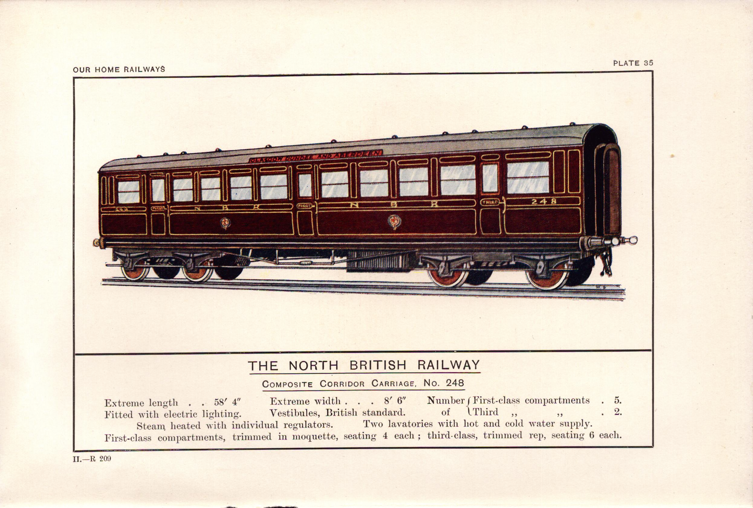 North British Railway Carriage No 248 Train Antique Book Plate.