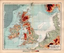 British Isles & Surrounding Seas 1896 Victorian Antique Map.