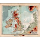 British Isles & Surrounding Seas 1896 Victorian Antique Map.