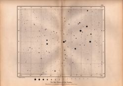 Star Atlas Star Clusters of The Pleiades Astronomy Antique Map.