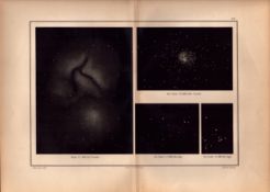Star Atlas Nebula After Vogel, Trouvelot Astronomy Antique Print.