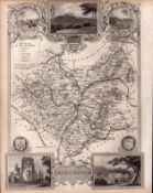 Leicestershire Steel Engraved Victorian Antique Thomas Moule Map.