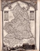 Northumberland Steel Engraved Victorian Thomas Moule Map.