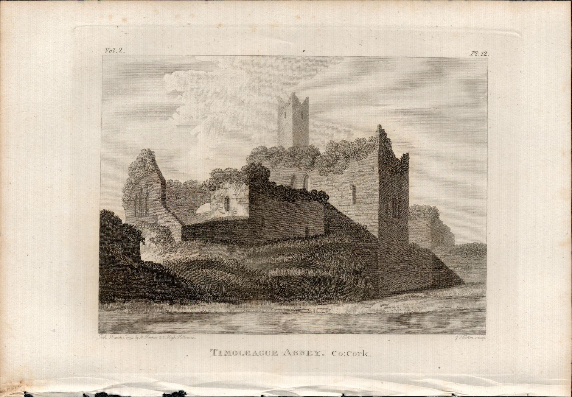 Timoleague Abbey Co Cork Rare 1791 Francis Grose Antique Print.