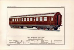 The Midland Railway Sleeper Carriage Train Antique Book Plate.