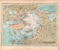 North Polar Chart Double Sided Victorian Antique 1896 Map