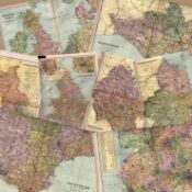 Collection of 11 Coloured Victorian Large Antique Maps GW Bacon 1899 Set 2