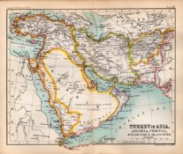 Turkey Arabia Persia Afghanistan Double Sided Antique 1896 Map.