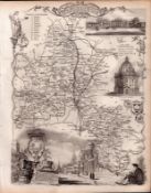 Oxfordshire Steel Engraved Victorian Antique Thomas Moule Map.