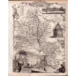 Oxfordshire Steel Engraved Victorian Antique Thomas Moule Map.