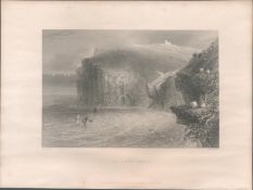 St Bees Head Cumbria Antique WH Bartlett 1842 Steel Engraving