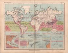 Winds Over the Globe 1871 WK Johnston Antique Map