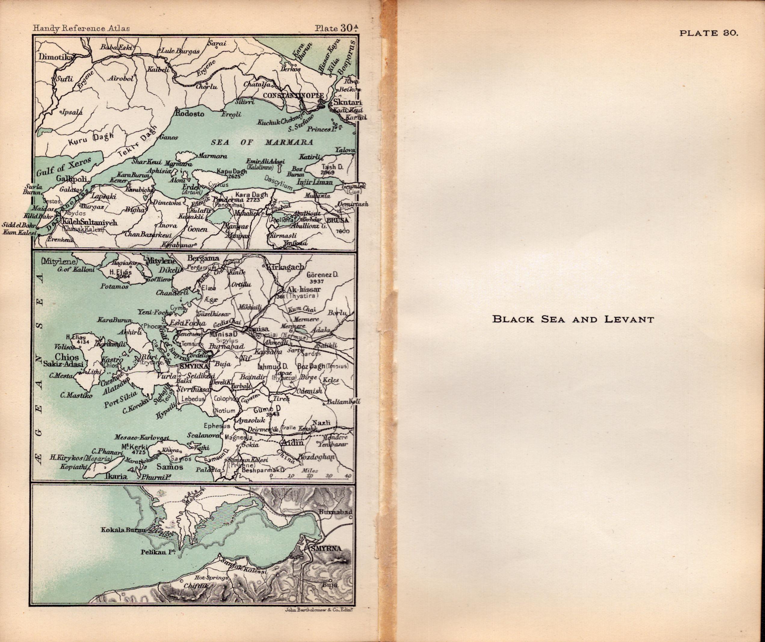 Black Sea & Levant Double Sided Victorian Antique 1896 Map. - Image 2 of 3