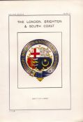 London Brighton Railway Crest & Coat of Arms Antique Book Plate.
