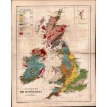 British Isles Geological Antique 1871 WK Johnston Antique Map.