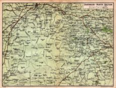 Dartmoor North Section Coloured Vintage 1924 Map.