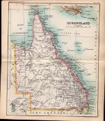 Australia Queensland Double Sided Victorian Antique 1896 Map.
