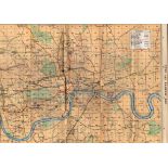 London Tube & Tramway Detailed Coloured Vintage 1924 Map.
